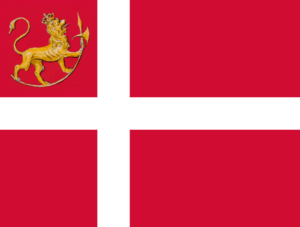 Bandera de Dinamarca con alabarda
