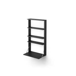 Massproductions Estantería de pared con escritorio Gridlock – M1-A4-0-D Black stained Ash