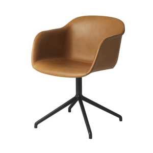 Muuto Silla de oficina Fiber armchair swivel base Cognac, base negra