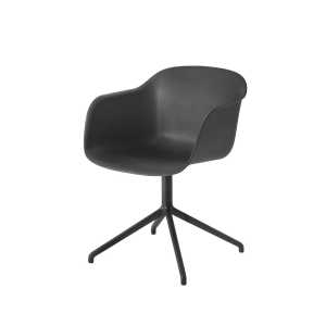 Muuto Silla de oficina Fiber armchair swivel base with return Black, base negra