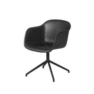 Muuto Silla de oficina Fiber armchair swivel base with return Cuero negro-base negra