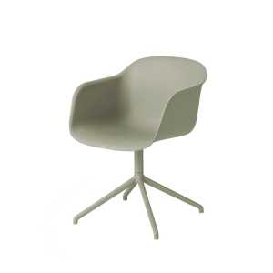 Muuto Silla de oficina Fiber armchair swivel base with return Dusty green, verde stativ