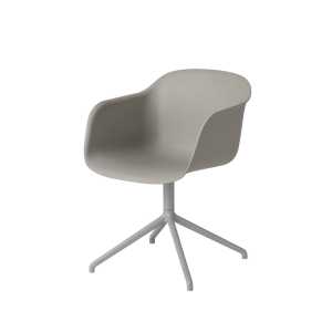 Muuto Silla de oficina Fiber armchair swivel base with return Grey, base gris