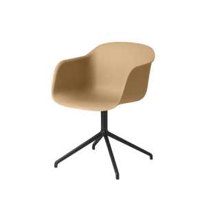 Muuto Silla de oficina Fiber armchair swivel base with return Ochre, base negra