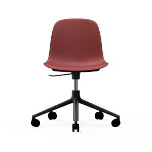 Normann Copenhagen Silla de oficina Form chair swivel 5W Rojo, aluminio negro, ruedas