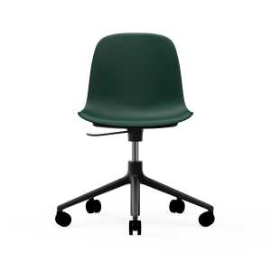 Normann Copenhagen Silla de oficina Form chair swivel 5W Verde, aluminio negro, ruedas