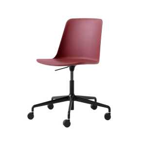 &Tradition Silla de oficina Rely HW28 Red brown, base giratoria en negro