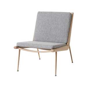 &Tradition Sillón Boomerang HM1 Tela hallingdal 130 gris, patas de roble aceitado blanco