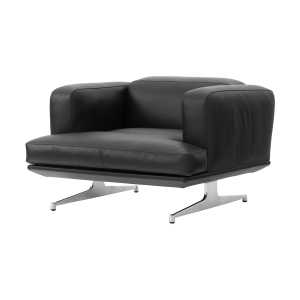 &Tradition Sillón Inland AV21 Cuero negro Noble-polished alu