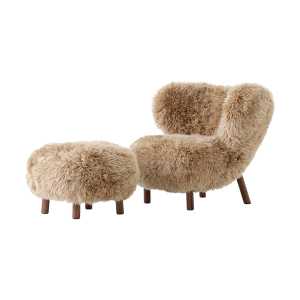 &Tradition Sillón Little Petra VB1 incl. puf ATD1 Nogal aceitado-Sheepskin honey