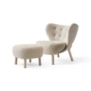 &Tradition Sillón Little Petra VB1 incl. puf ATD1 Roble aceitado blanco-Karakorum