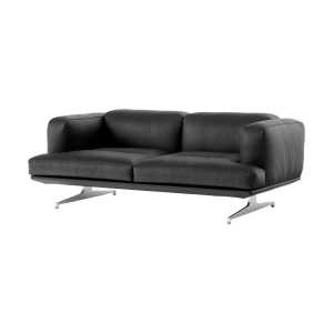 &Tradition Sofá Inland AV22 2 plazas Cuero negro Noble-polished alu