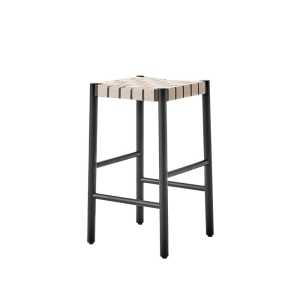 &Tradition Taburete bar Betty TK7 Black, asiento de banda de lino trenzada natural