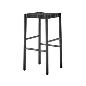 &Tradition Taburete bar Betty TK8 Black, asiento de banda de lino trenzada negro