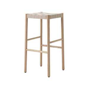 &Tradition Taburete bar Betty TK8 Oak, asiento de banda de lino trenzada