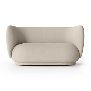 ferm LIVING Sofá bouclé 2 plazas Rico Wool bouclé natural