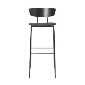 ferm LIVING Taburete de bar con asiento textil Herman alto Negro-gris oscuro